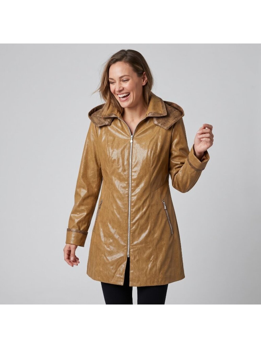 Unbranded Women's Tan Colored Hooded Jacket Coat in size 48 or US Medium